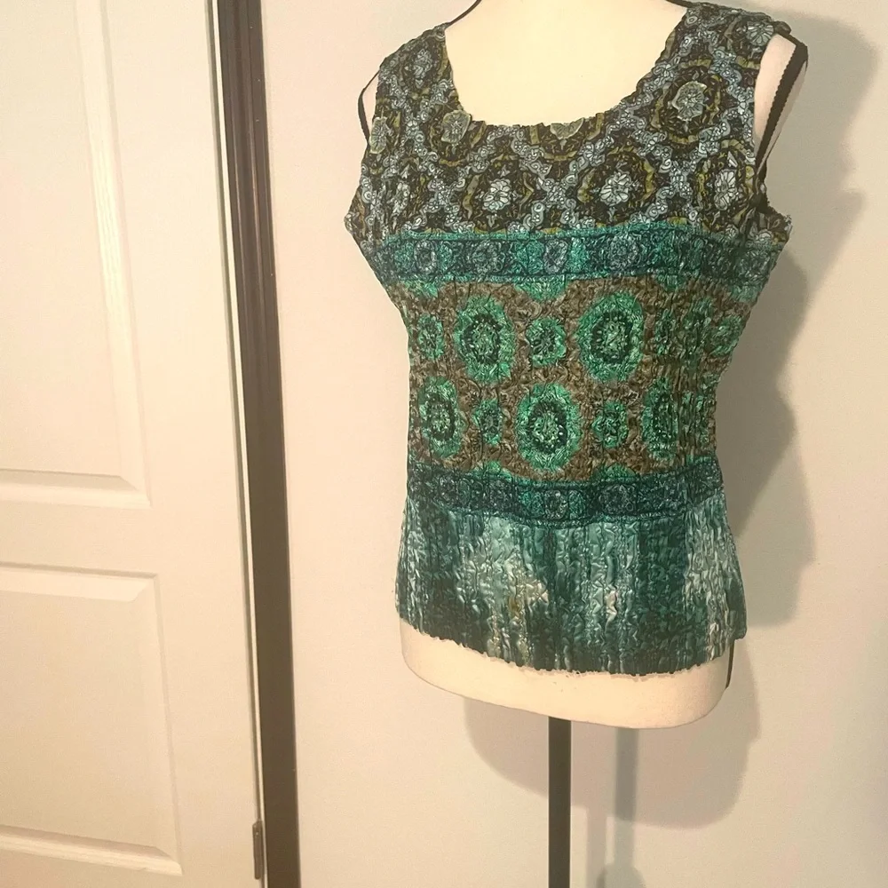Tania Nardi Textured Black Turquoises Multi Colored Jacket & Sleeveless Top - Picture 3 of 10